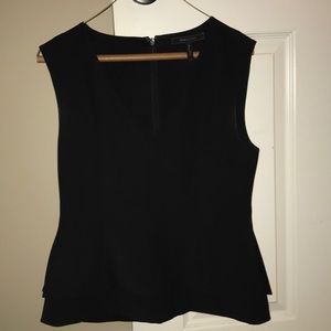 BCBGMaxazria Black Jacquelynna Layered Peplum Top